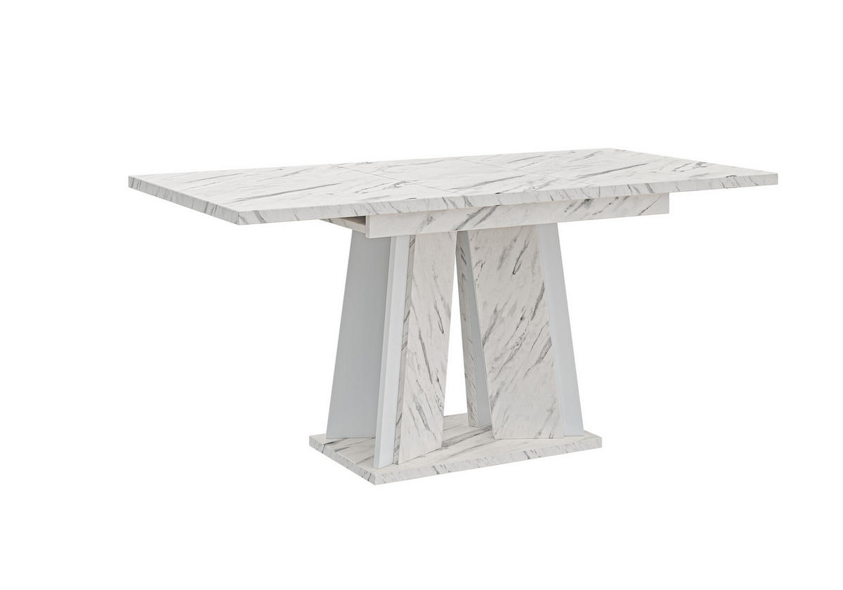 ESSTISCH Ausziehbar 120 - 160 cm Weiß Marmoroptik - Weiß, Holzwerkstoff (120/80/75cm) - PROSPERO