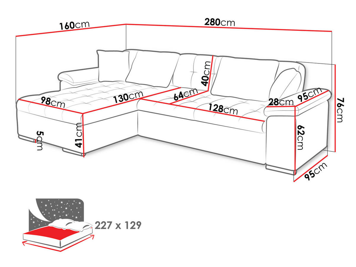ECKSOFA Diana Cord, Seite: Links - Hellgrau, Holz/Textil (280/160cm) - MIRJAN24