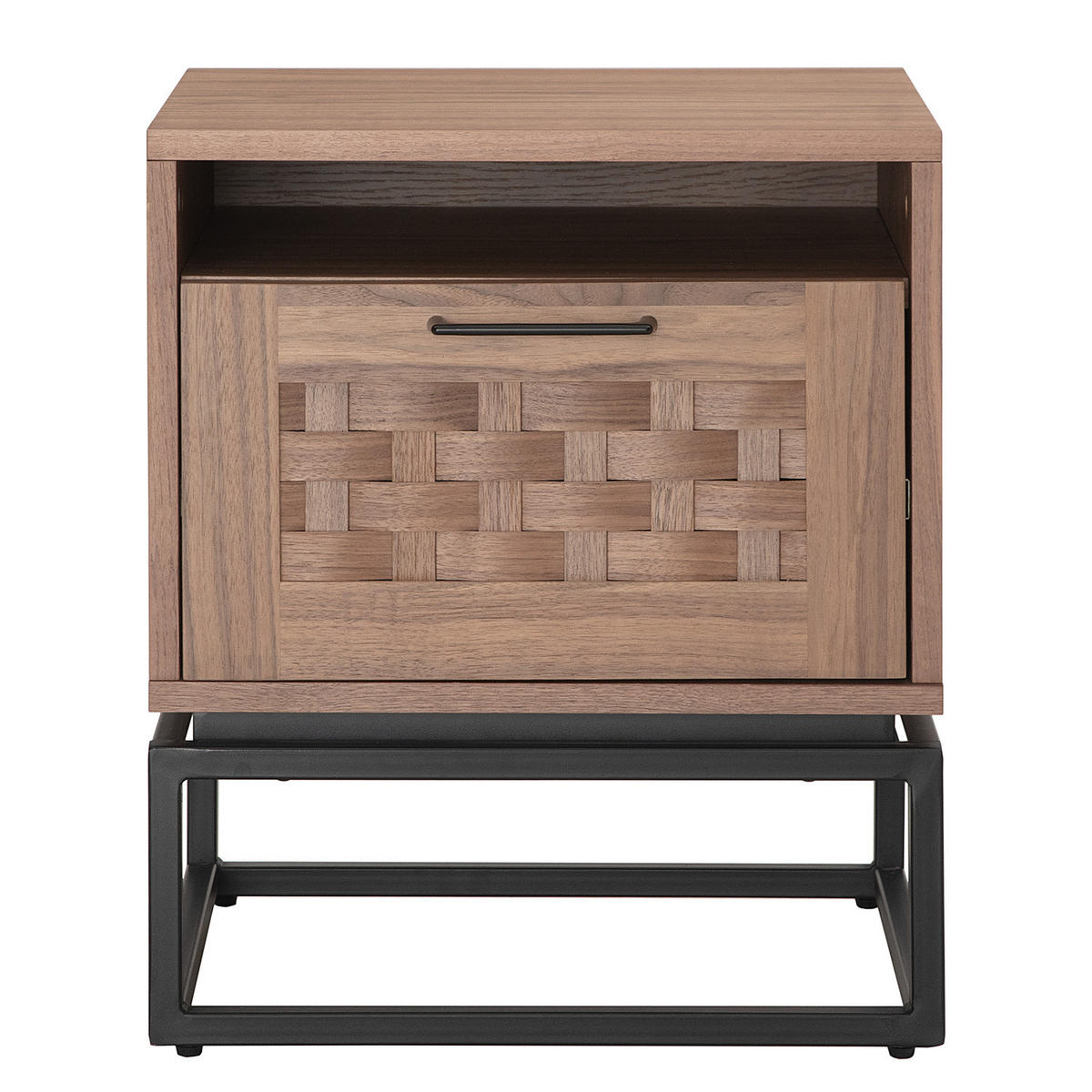 NACHTKOMMODE - Holzwerkstoff / Metall - Schwarz/Braun, Holzwerkstoff/Metall (48/55/40cm) - home24