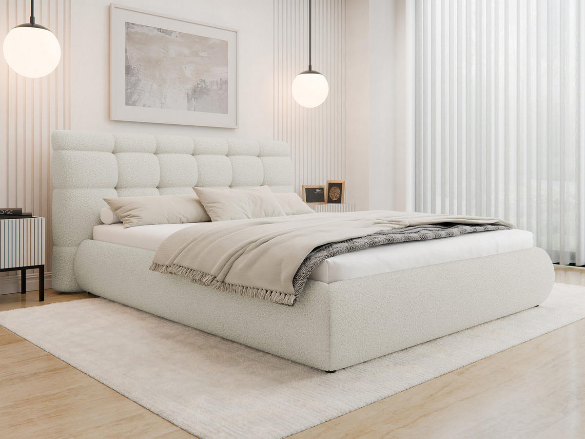 POLSTERBETT Zinot 160 8801 - Beige/Schwarz, Holzwerkstoff/Textil (160/200cm) - MIRJAN24