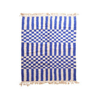 BERBERTEPPICH aus Marokko abstrakt aus Wolle blau - Blau, Naturmaterialien (220/283cm) - AFK Living