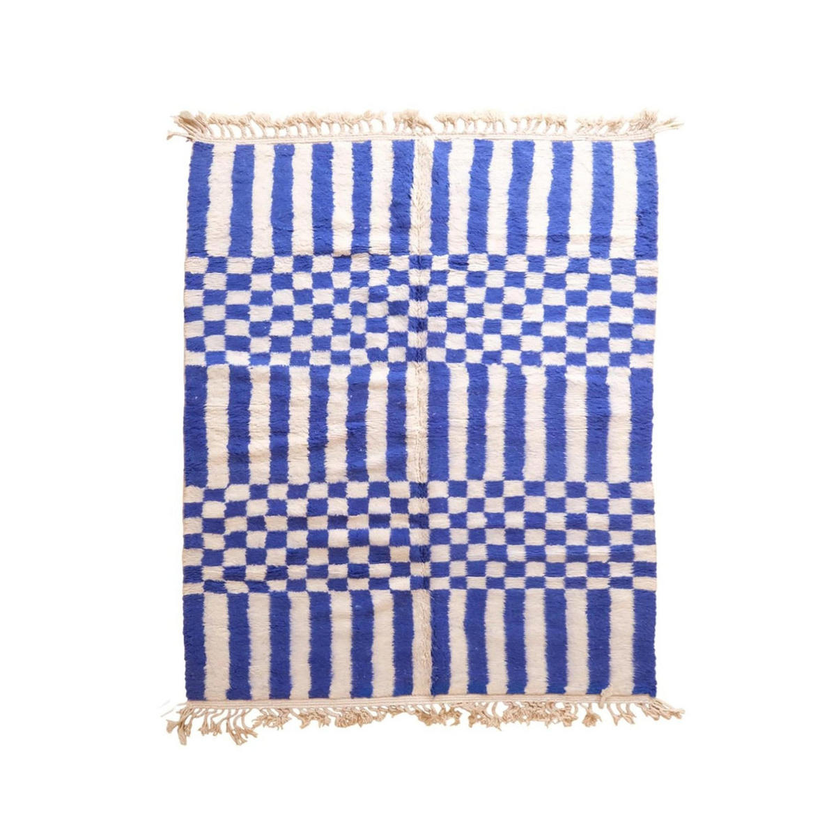 BERBERTEPPICH aus Marokko abstrakt aus Wolle blau - Blau, Naturmaterialien (220/283cm) - AFK Living