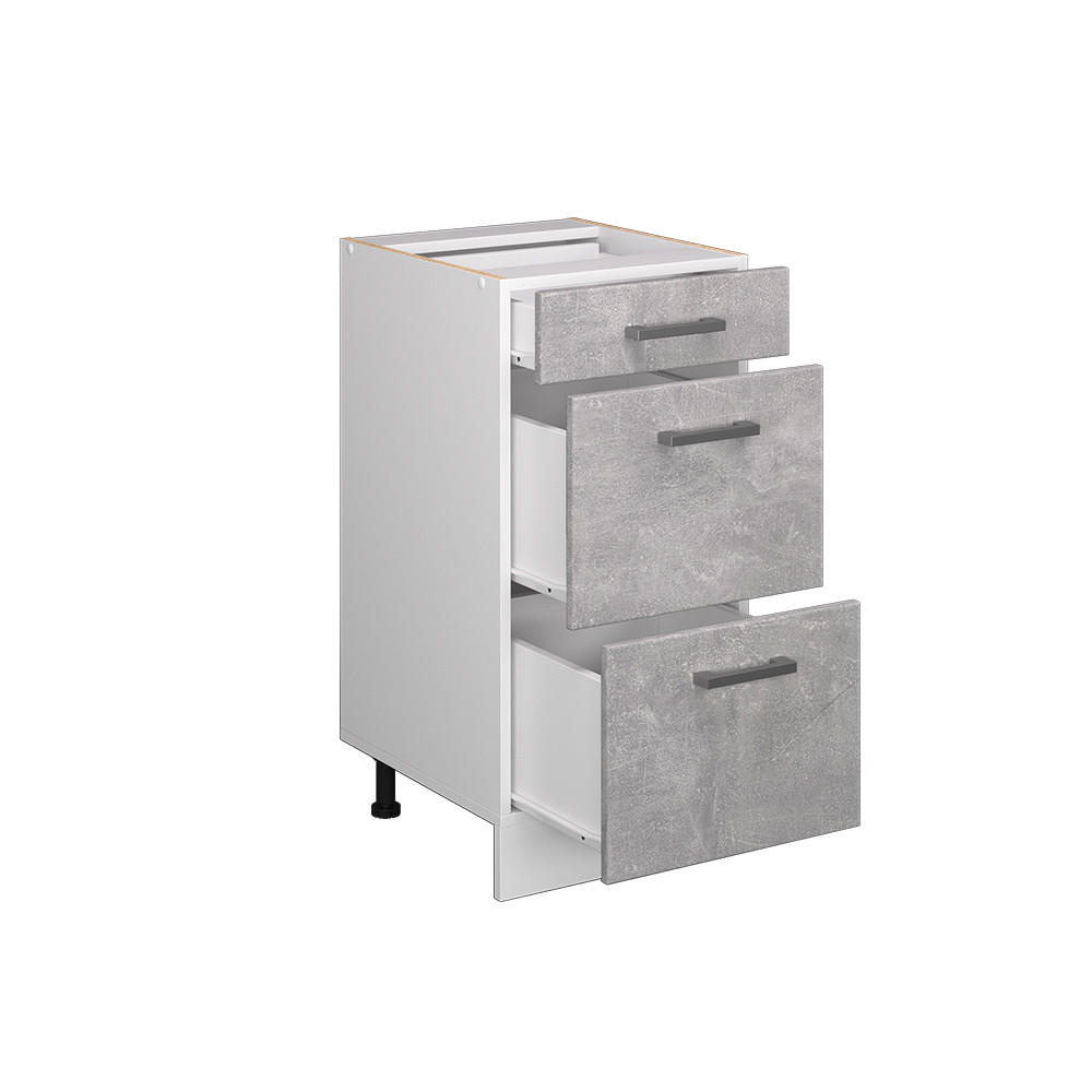 KÜCHENUNTERSCHRANK R-Line Beton 40 cm mit Schubladen, ohne AP - Schieferfarben/Hellgrau, Holzwerkstoff (40/81.6/46cm) - Vicco