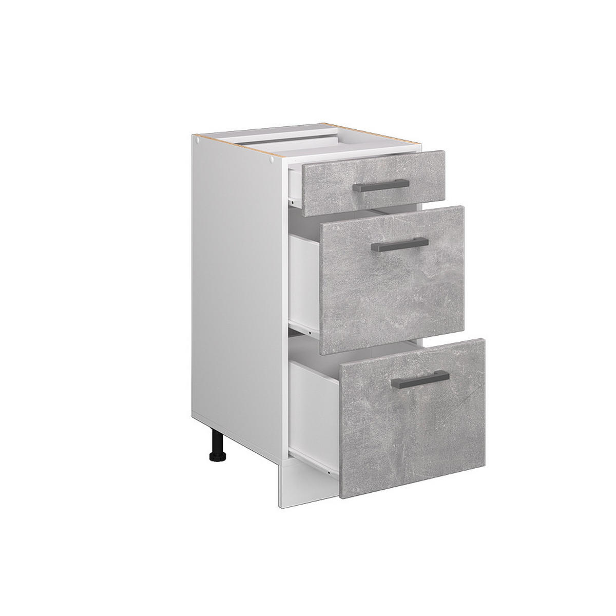 KÜCHENUNTERSCHRANK R-Line Beton 40 cm mit Schubladen, ohne AP - Schieferfarben/Hellgrau, Holzwerkstoff (40/81.6/46cm) - Vicco