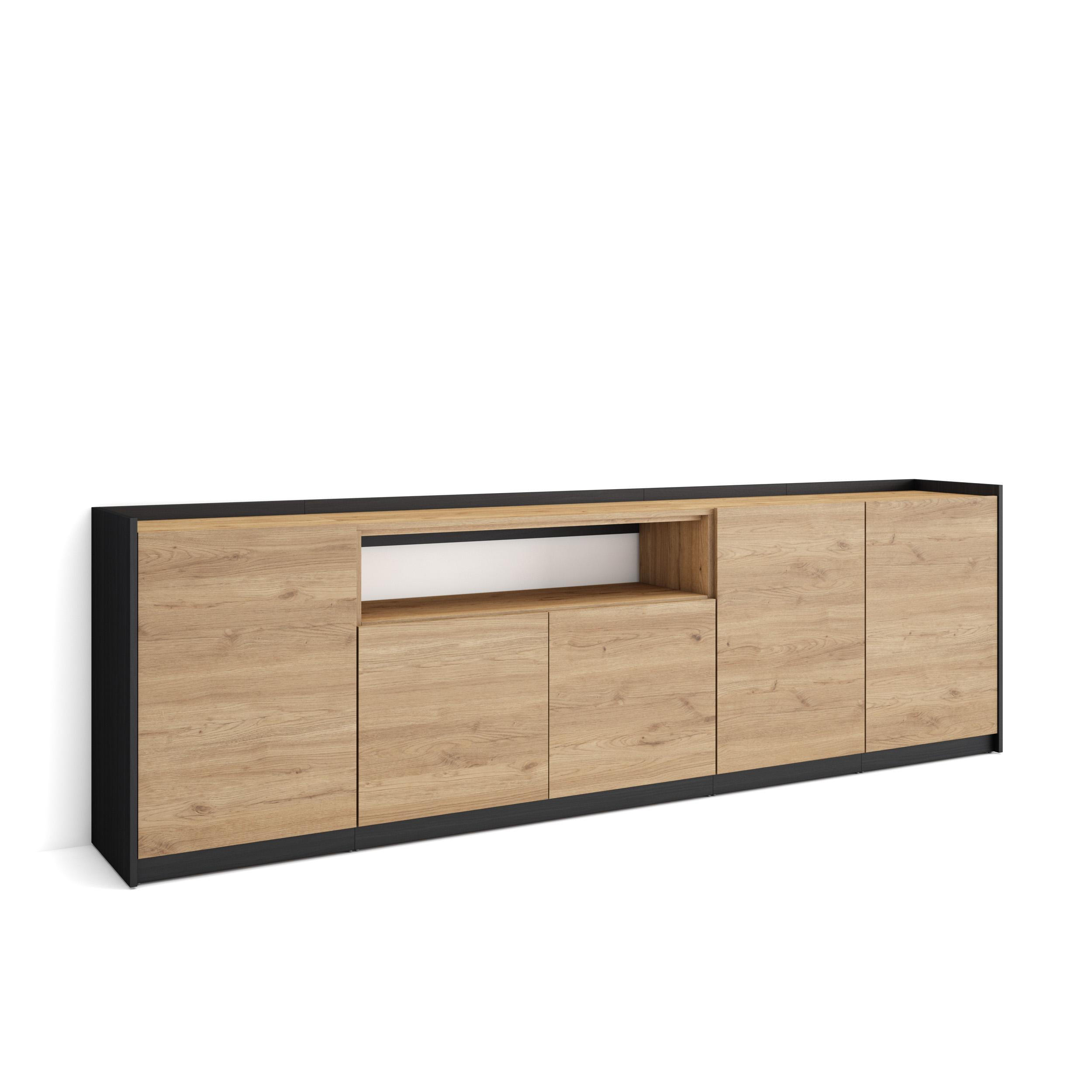 SIDEBOARD, Highboard, Eiche Schwarz, 260/37/80cm - Eichefarben, Holzwerkstoff (260/80/37cm) - Skraut Home