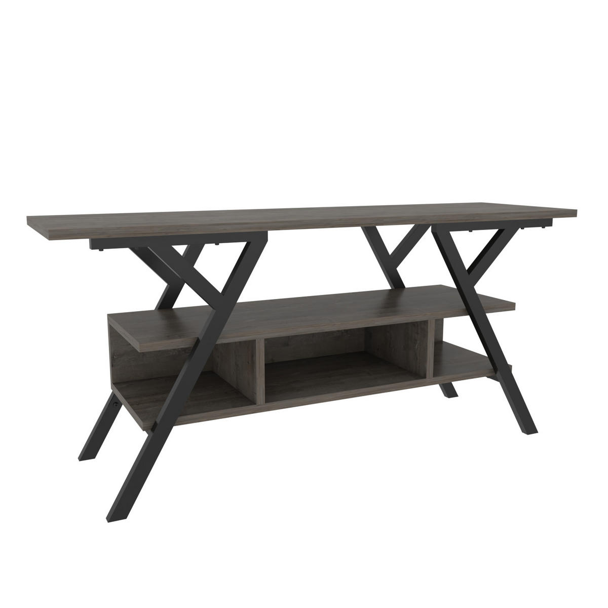 TV Stand Minerva Schwarz und Wenge - Braun, Holzwerkstoff (120/55/35cm) - Decorotika