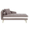 CHAISELONGUE Samtstoff hellbraun/weiß linksseitig Gonesse - Goldfarben/Weiß, Textil (164/72/77cm) - Beliani
