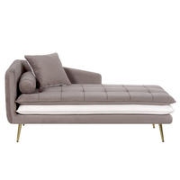 CHAISELONGUE Samtstoff hellbraun/weiß linksseitig Gonesse - Goldfarben/Weiß, Textil (164/72/77cm) - Beliani