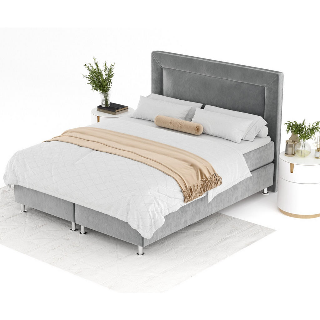 Thumbnail - Maison de Reve Boxspringbett, Grau, Textil, Buche, Kiefer, H3, Höhe ca. 21 cm, 180x200 cm, Oeko-Tex® Standard 100, FSC 1...