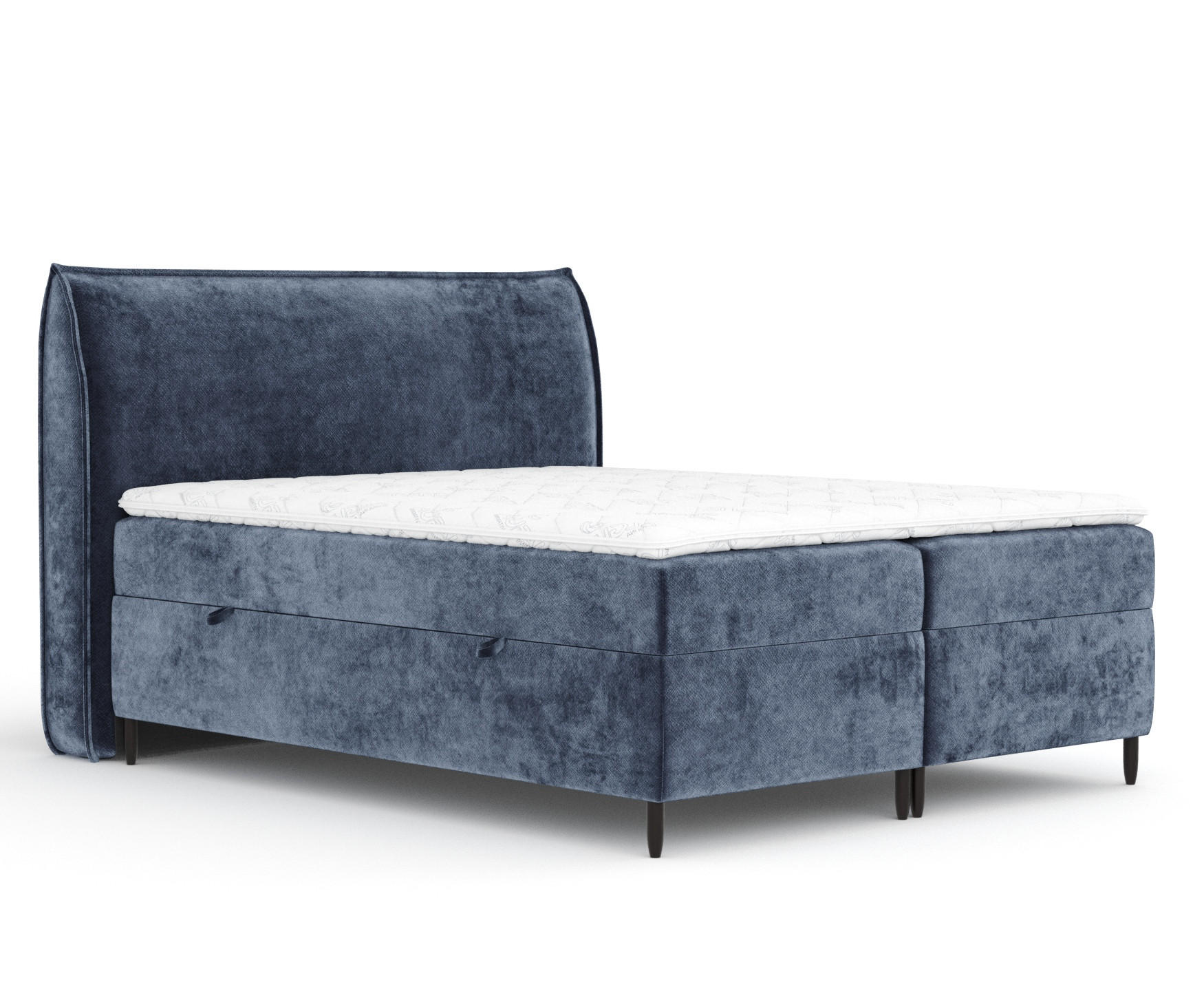 BOXBETT 140/200 cm Corvus, in Dunkelblau, Matratze, Topper, Bettkasten, H2 = mittel - Schwarz/Dunkelblau, Holz/Holzwerkstoff (140/200cm) - Maison de Reve