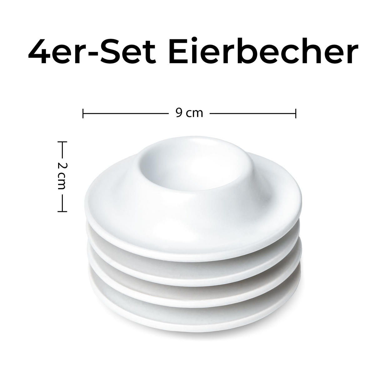EIERBECHER Set 4er Set - Weiß, Keramik (19.5/3.7/20.5cm) - MIAMIO