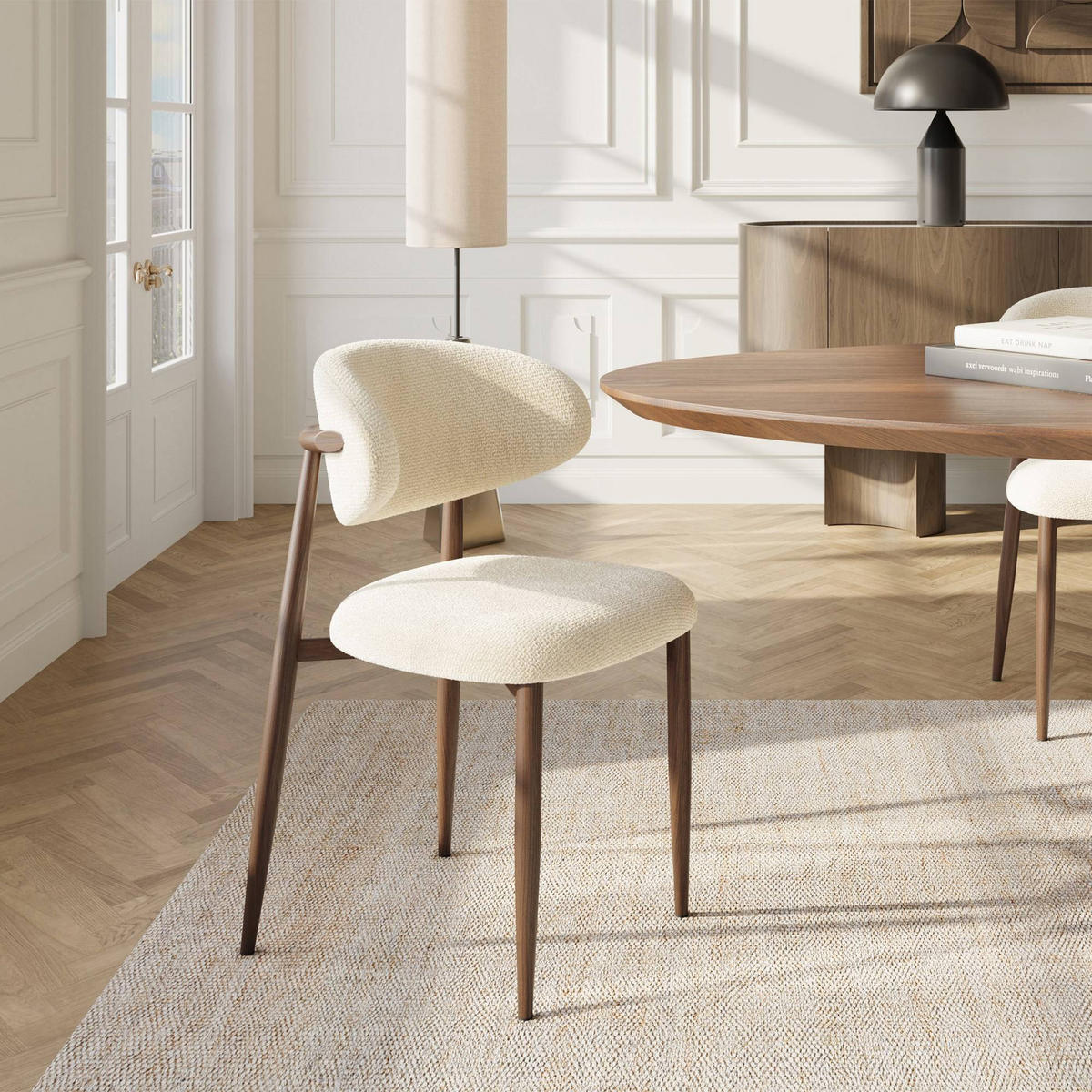 STÜHLE 2er Set LINA Schlingenvelours Creme 52cm - Creme, Textil (52/79/53cm) - Premium Interiors