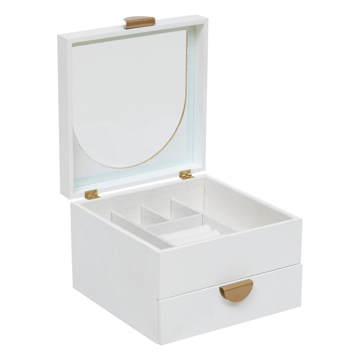 SCHMUCKKÄSTCHEN mit Spiegel Wild Romance 20/19,5/13,5 cm - Weiß, Holzwerkstoff (19.5/13.5/20cm) - Atmosphera Createur d´interieur