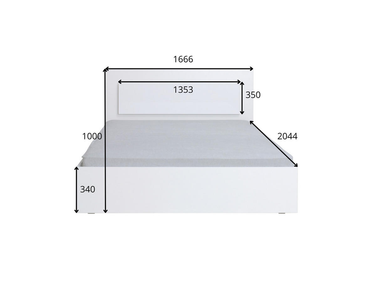 BETT SAVONA 31 –166,6×100×204,4 cm Liegefläche 160×200 cm, mit Lattenrost, ohne Bettkasten Alpinweiß / Weiß Hochglanz - Weiß Hochglanz, Holzwerkstoff (160/200cm) - Milaros Markt