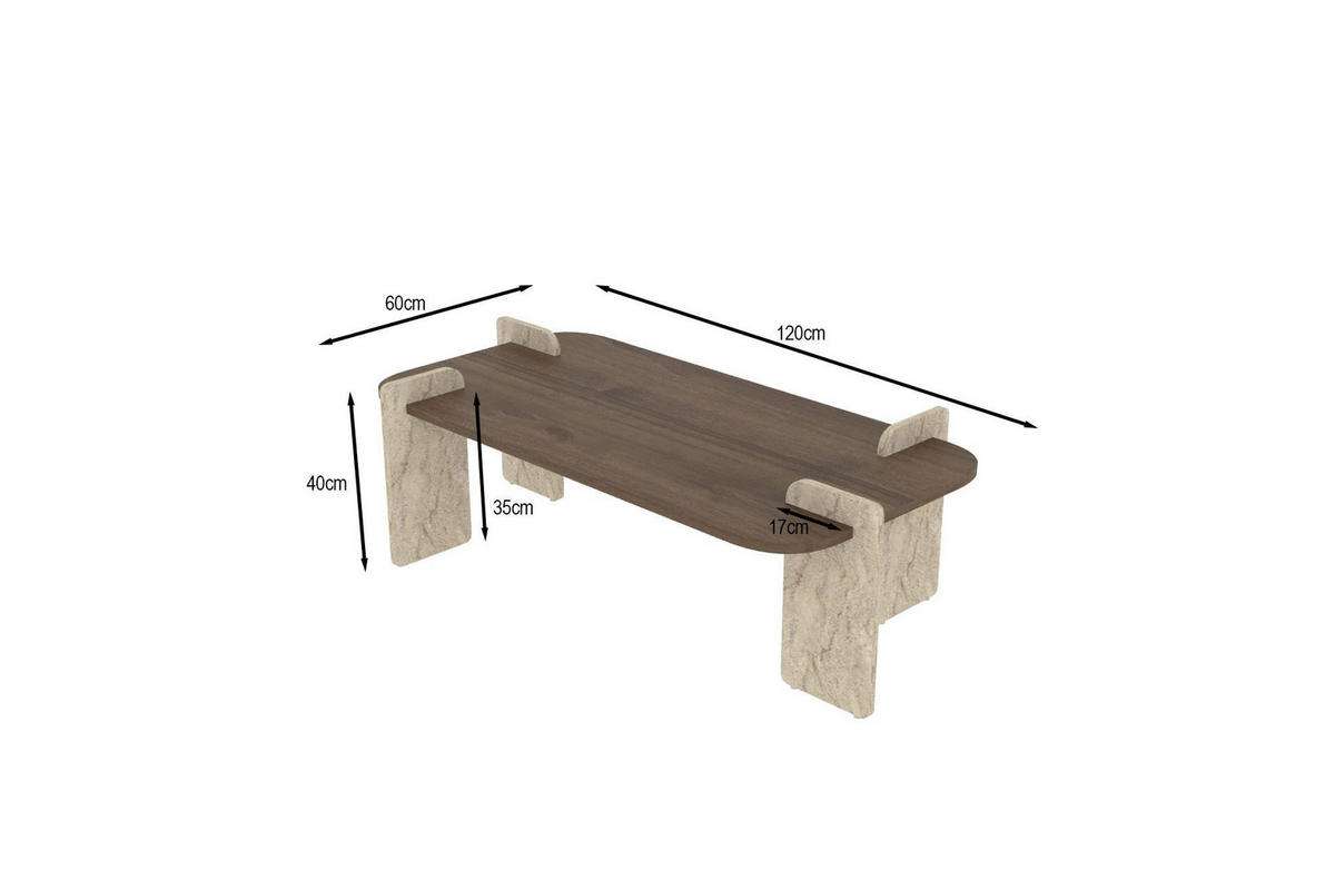 COUCHTISCH leapiri Braun - Braun, Holz (120/60/35cm) - Habitat Garten
