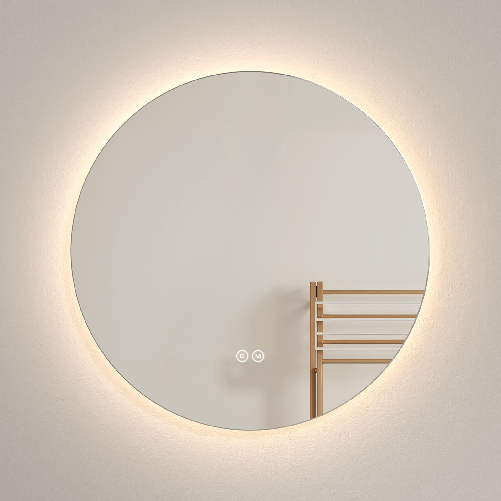 BADSPIEGEL rund mit Beleuchtung rahmenlos Ø70 cm - Weiß, Glas (70/3/70cm) - EMKE