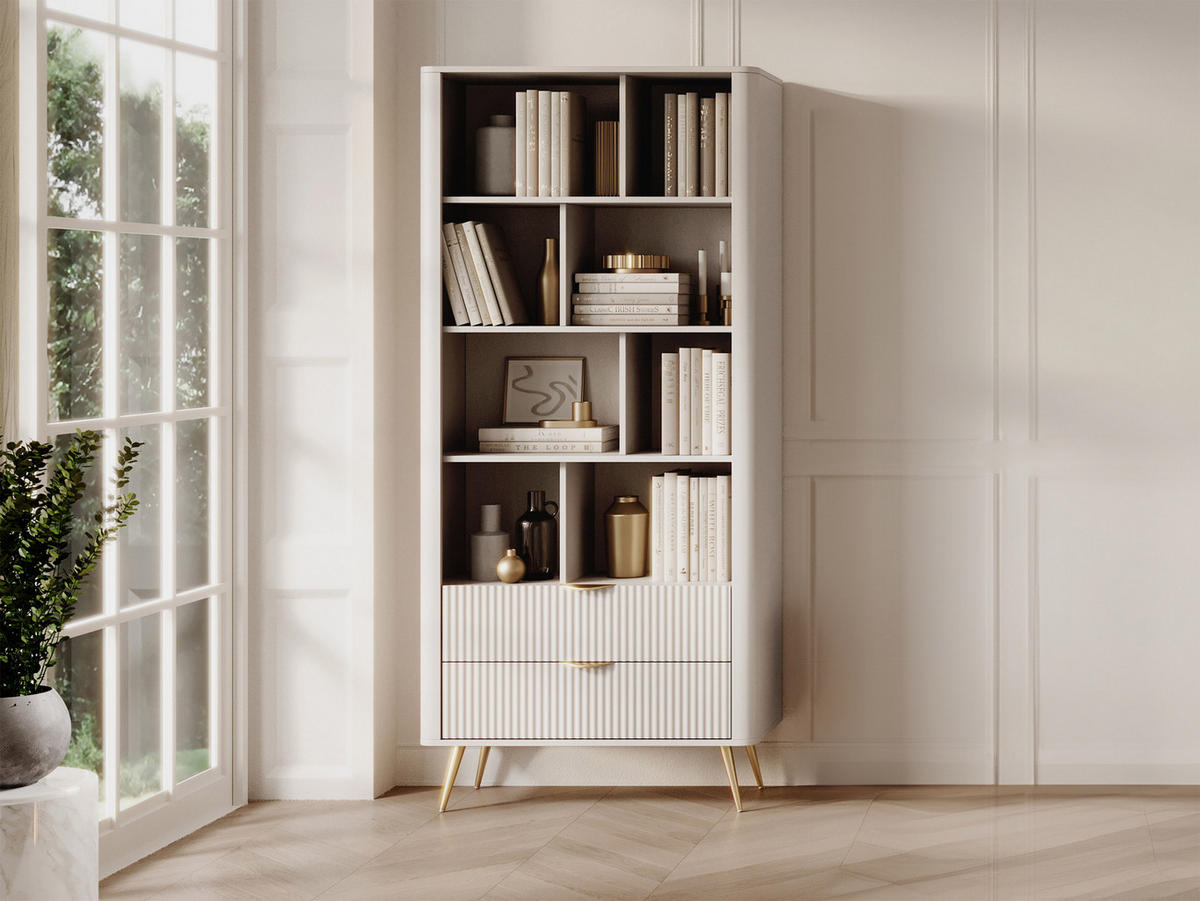 BÜCHERREGAL Lante - Beige/Goldfarben, Holzwerkstoff/Metall (88/194/38cm) - MIRJAN24
