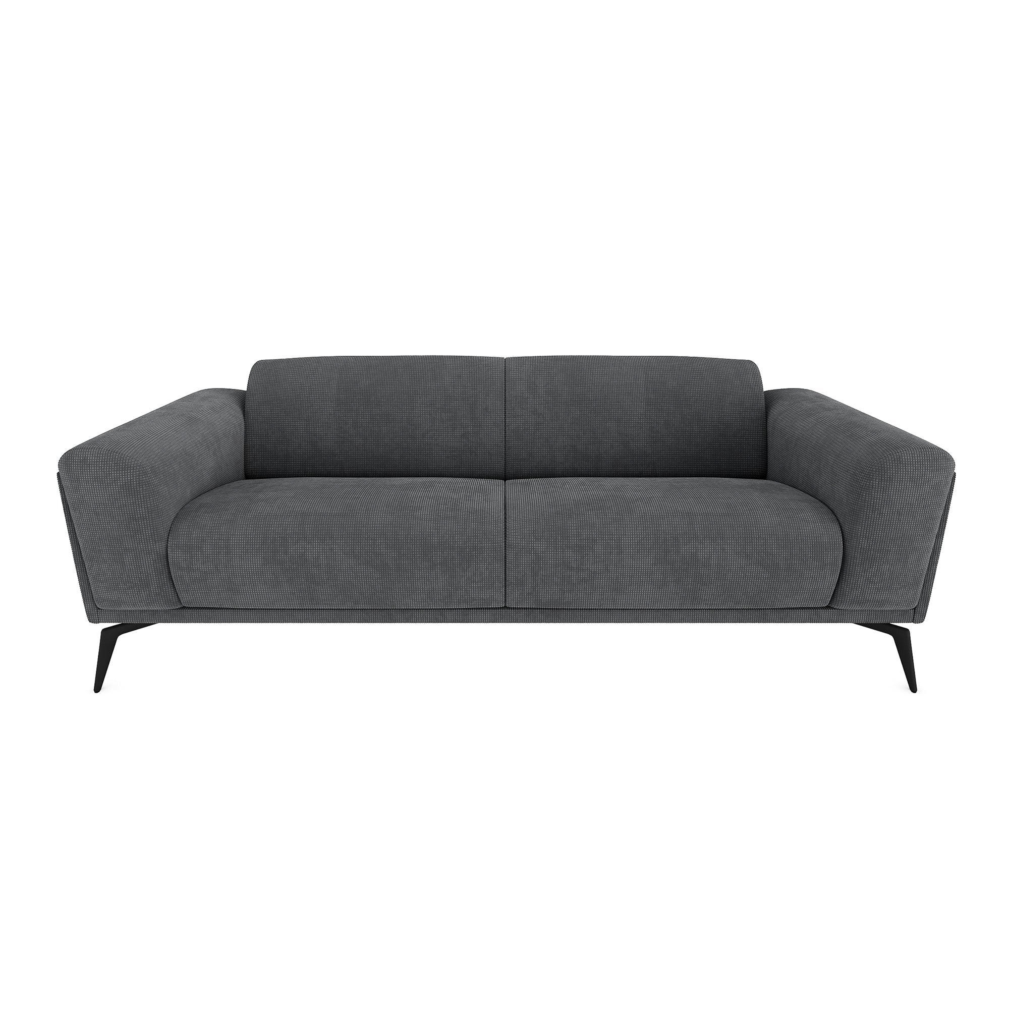 SOFA 3-SITZER Rastergewebe Anthrazitgrau 220cm - Dunkelgrau/Anthrazit, Textil (220/74/90cm) - Sia Home