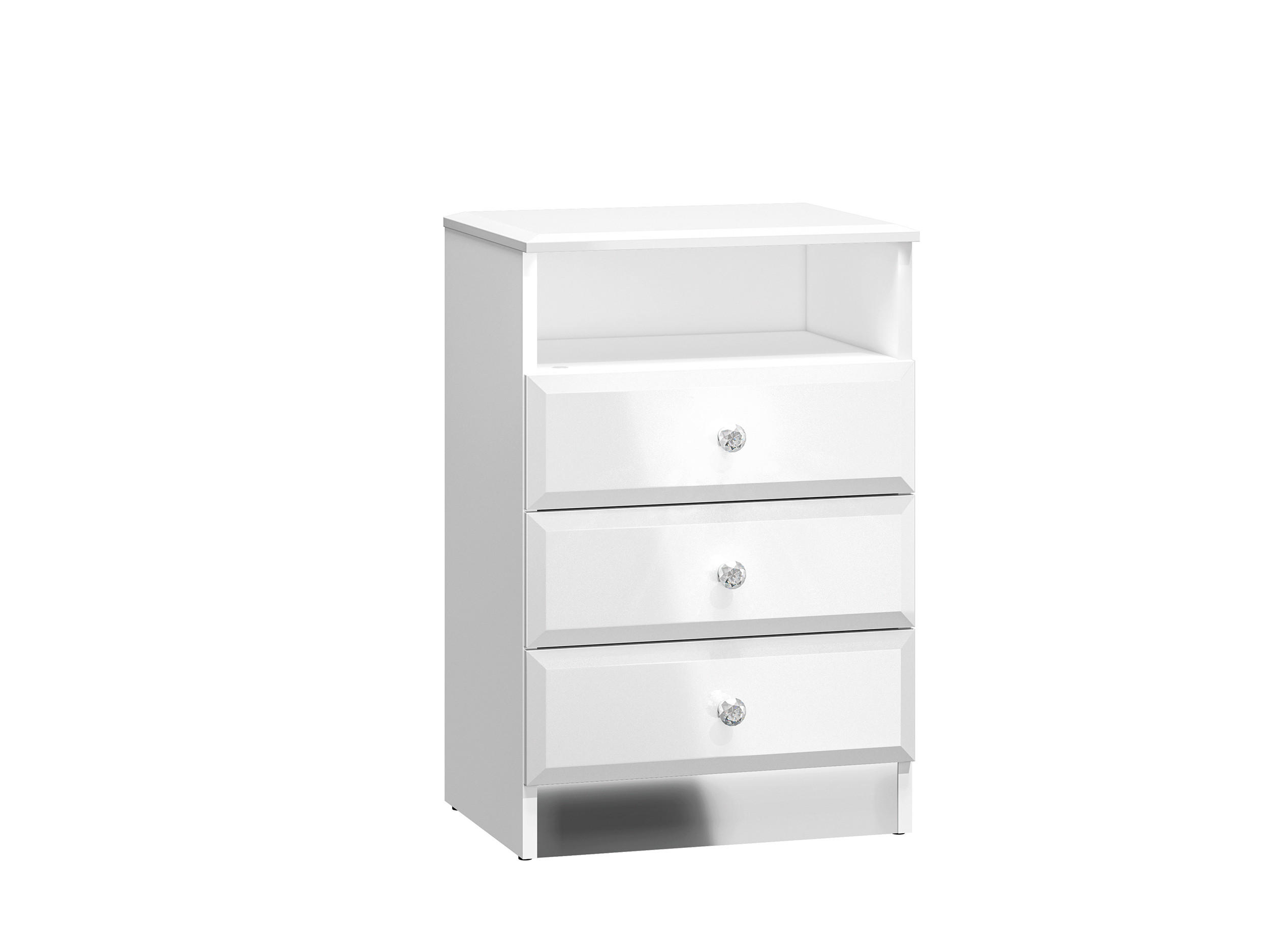 NACHTKONSOLE Glamour weiß / weiß hochglanz 45 / 34 / 68cm - Weiß, Glas/Holz (45/68/34cm) - Feldmann-Wohnen
