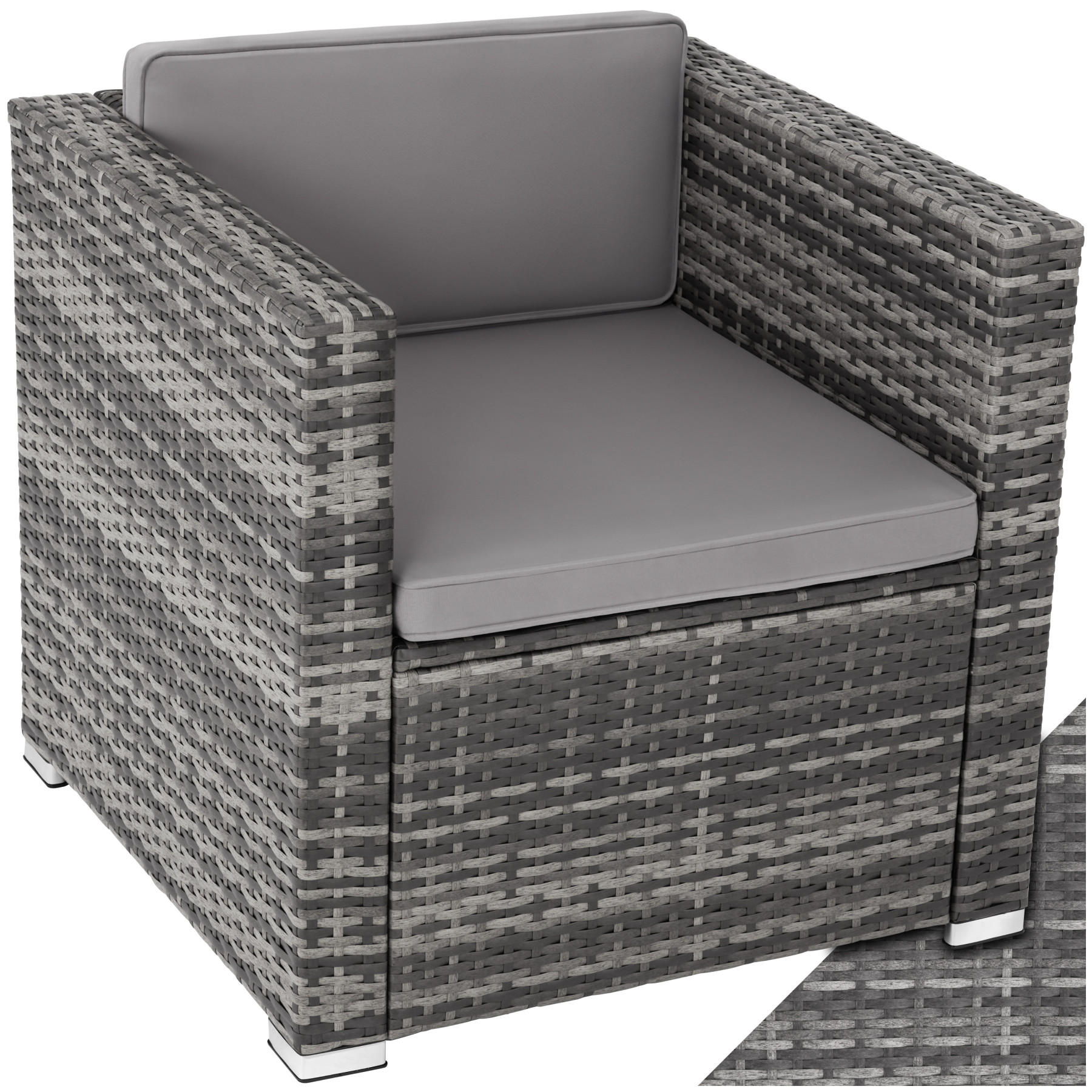RATTANSESSEL Lignano,70 x 69 x 65cm,grau - Grau, Kunststoff (70/65/69cm) - tectake