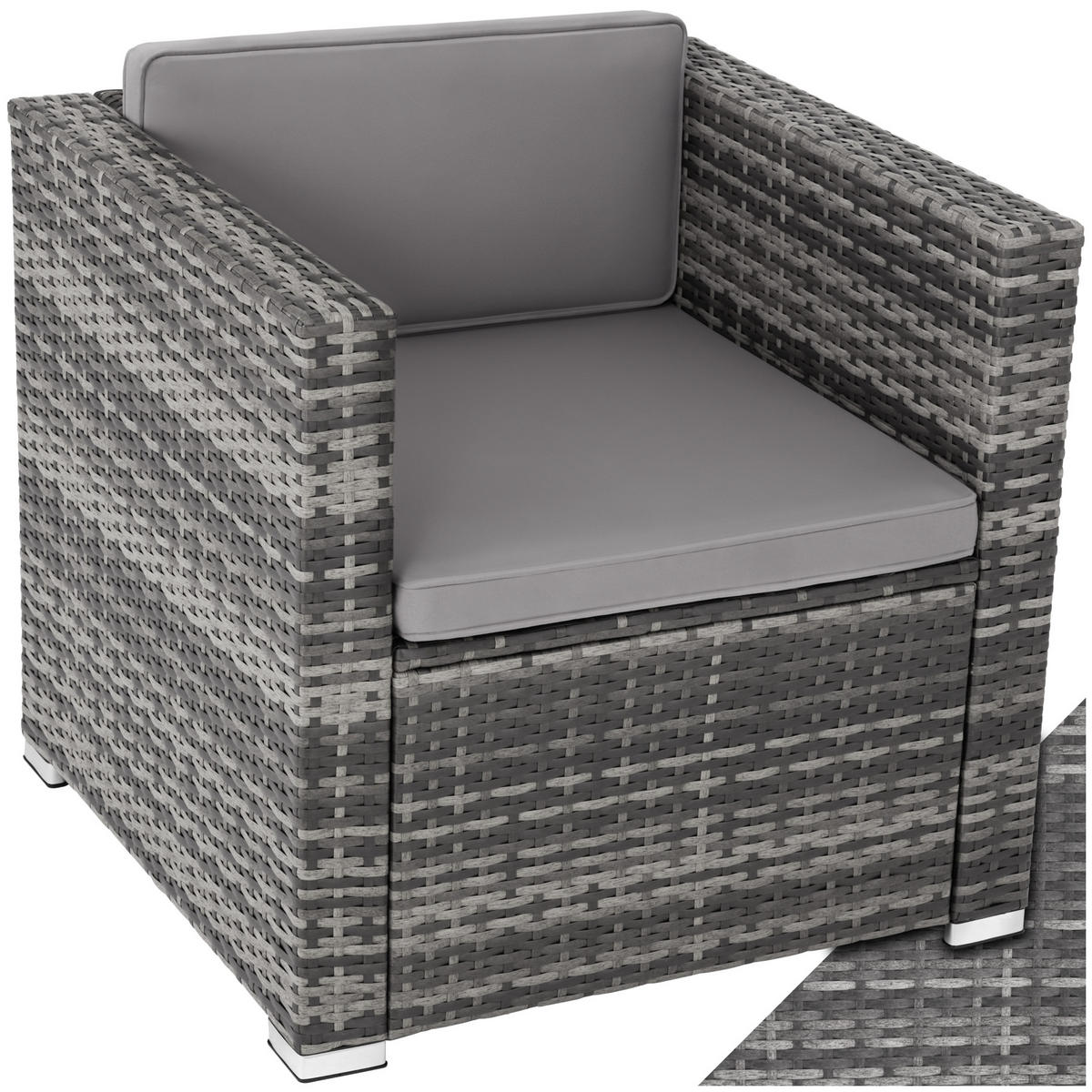 RATTANSESSEL Lignano,70 x 69 x 65cm,grau - Grau, Kunststoff (70/65/69cm) - tectake