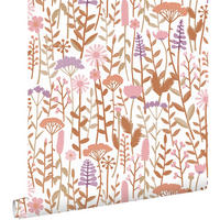 TAPETE Feldblumen 50 x 900 cm - Terracotta, Papier (50/0.1cm) - ESTAhome