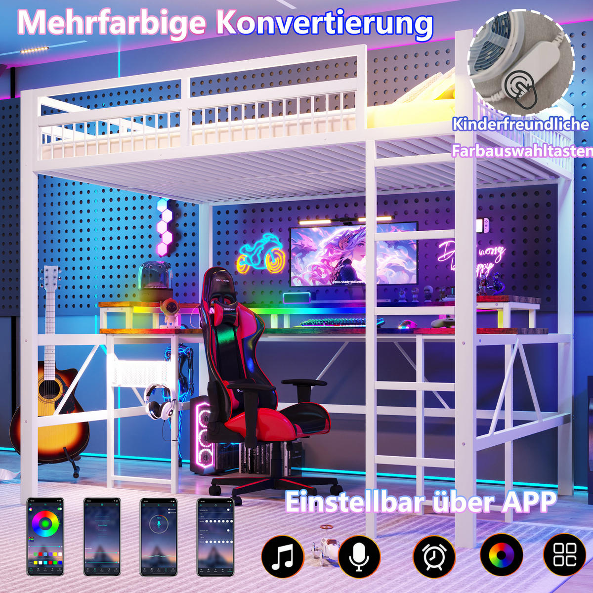 HOCHBETT Eisen 140/200 cm Weiß - Weiß, Metall - Raumix