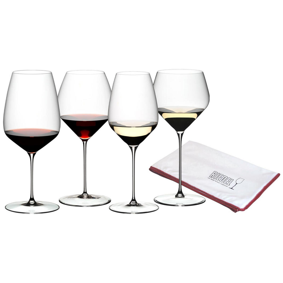 WEIN-TASTING-SET + POLIERTUCH Veloce transparent 4er Set - Transparent, Glas (0.001L) - Riedel