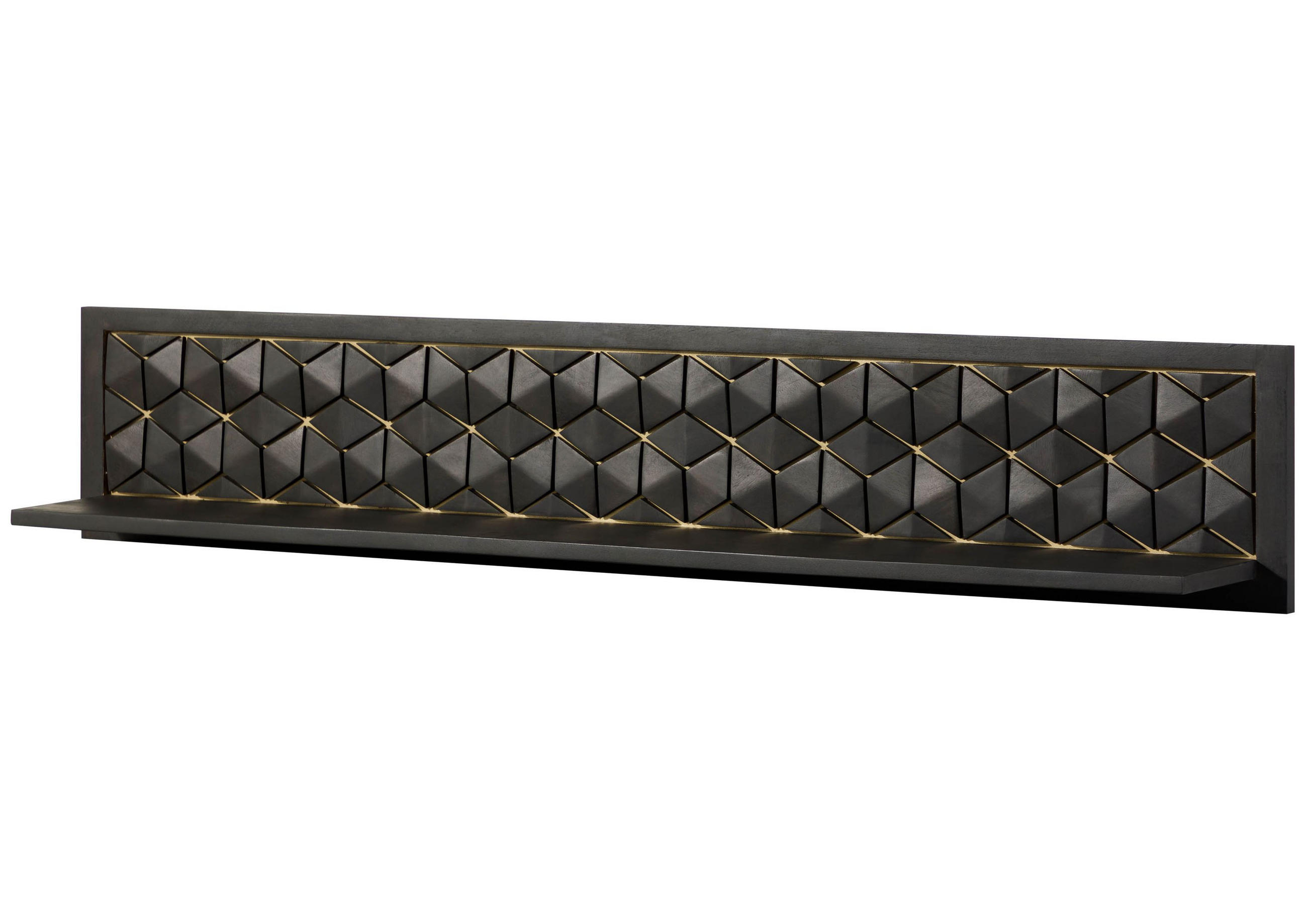 WANDREGAL Mango 159x22x29 grau geölt DIAMOND #125 - Grau, Holz (159/29/22cm) - Massivmoebel24
