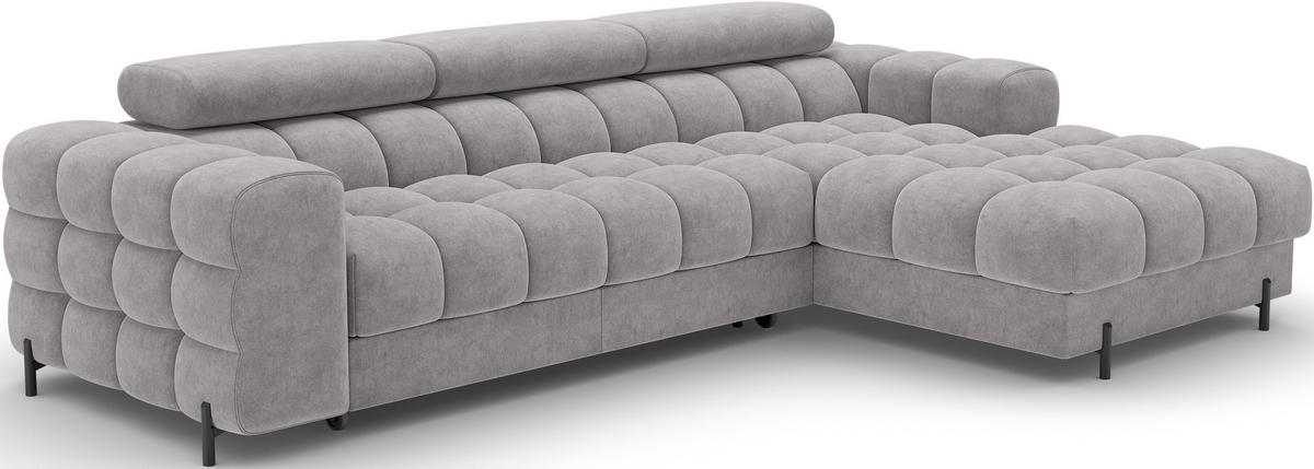 ECKSOFA FELRO mit Schlaffunktion, Bettkasten & verstellbaren Kopfstützen – Modernes Premium-Ecksofa in L-Form - Grau, Kunststoff (181/285cm) - Wohnideebilder