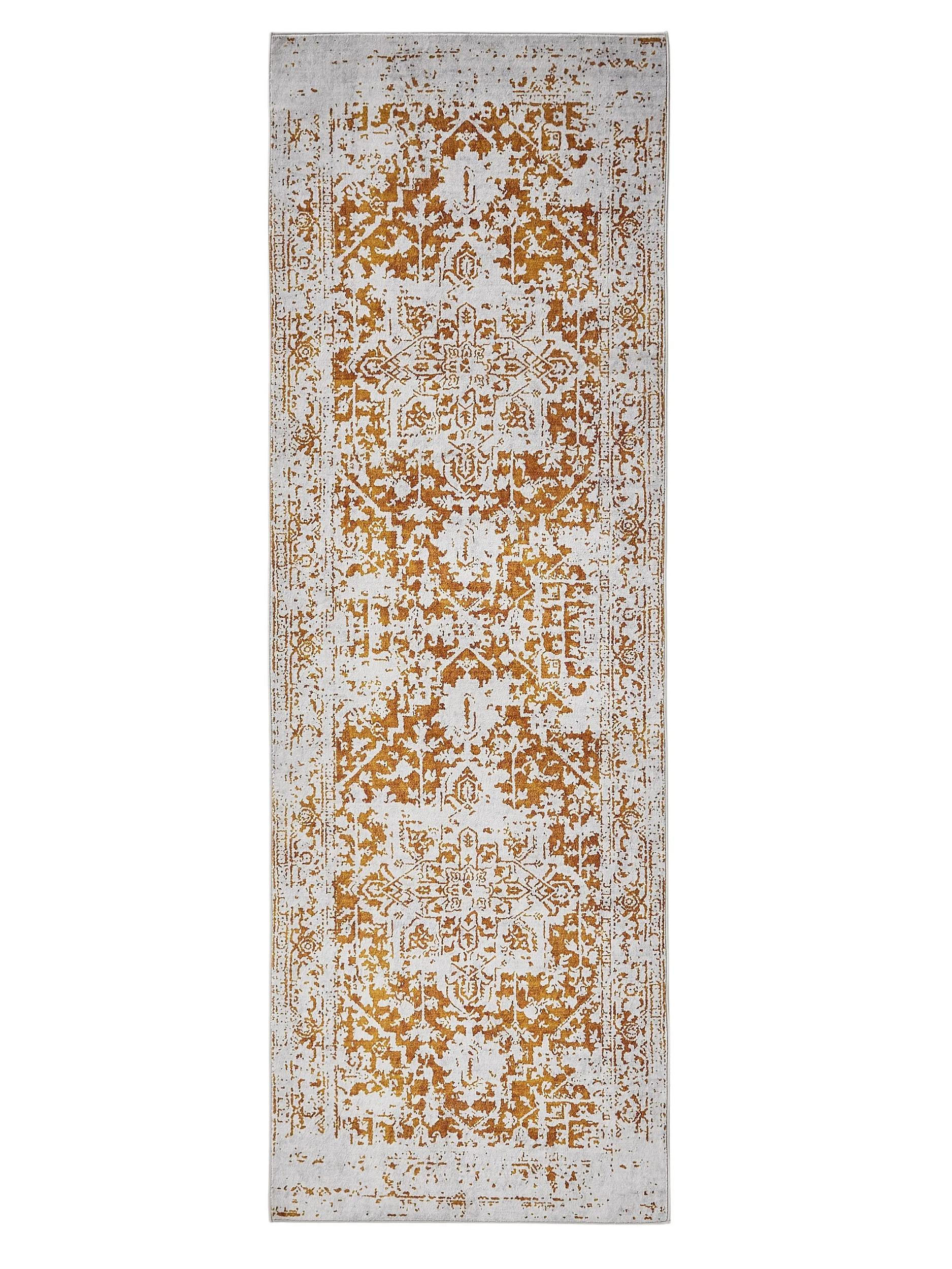 VINTAGE-LÄUFER Miray waschbar 80/240 cm - Orange/Grau, Kunststoff (80/240cm) - benuta Nest