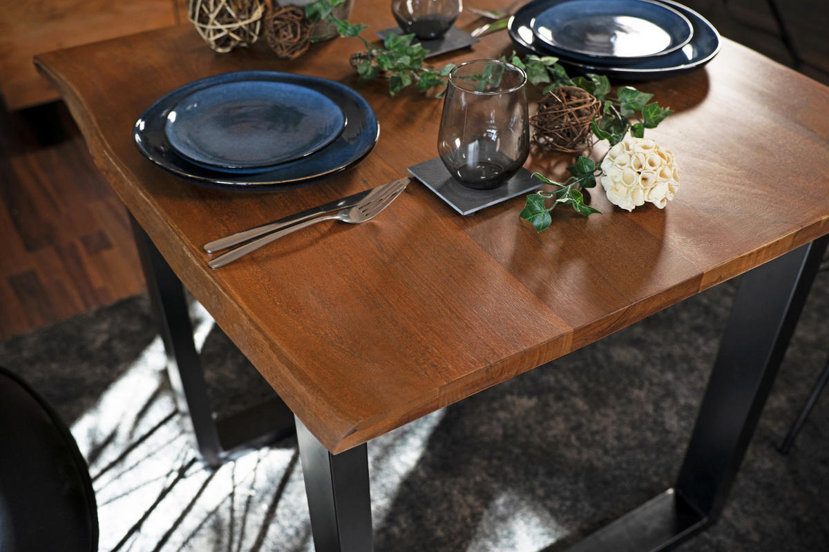 ESSTISCH MAX - Nussbaumfarben/Schwarz, Holz/Metall (80/80/77cm) - SAM