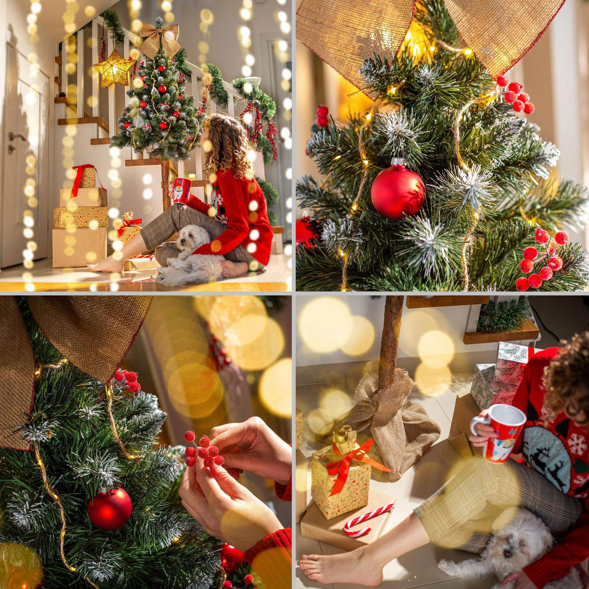 KADAX Künstlicher Weihnachtsbaum auf Stamm, Diamant, 180 cm, Kiefer - Braun/Grün, Holz/Kunststoff (180cm) - KADAX