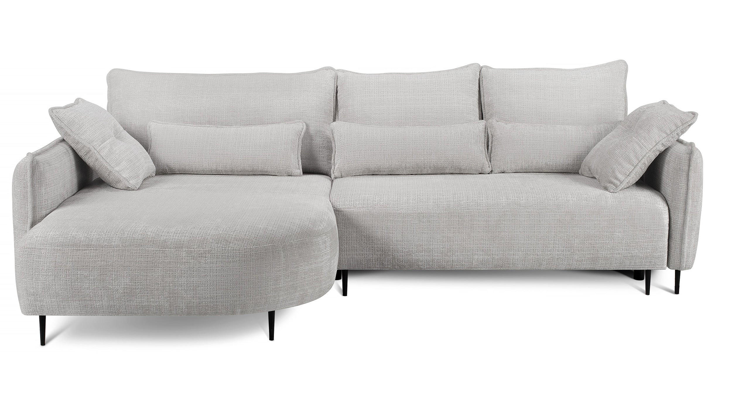 ECKSOFA Oblivio Hellgrau Chenille - Hellgrau/Schwarz, Textil/Metall (285/200cm) - Selsey
