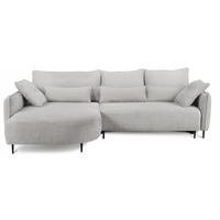 ECKSOFA Oblivio Hellgrau Chenille - Hellgrau/Schwarz, Textil/Metall (285/200cm) - Selsey