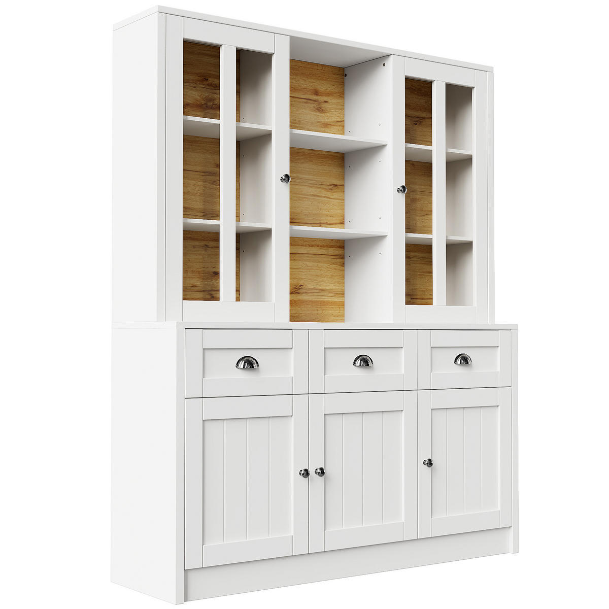 HOCHSCHRANK mit Acryl-Türen und verstellbaren Einlegeböden, 140/38,5/175 cm, Weiß - Weiß, Holzwerkstoff (140/175/38.5cm) - Redom