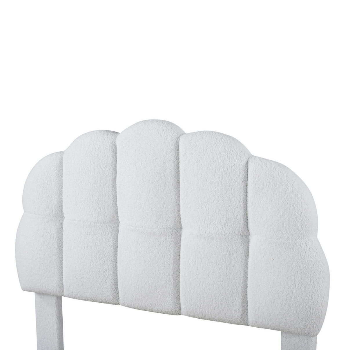 POLSTERBETT aus Bouclé und MDF 90x200 cm Weiß mit Holzlattenrost und verstellbarem Kopfteil - Weiß, Textil (90/200cm) - Modfu