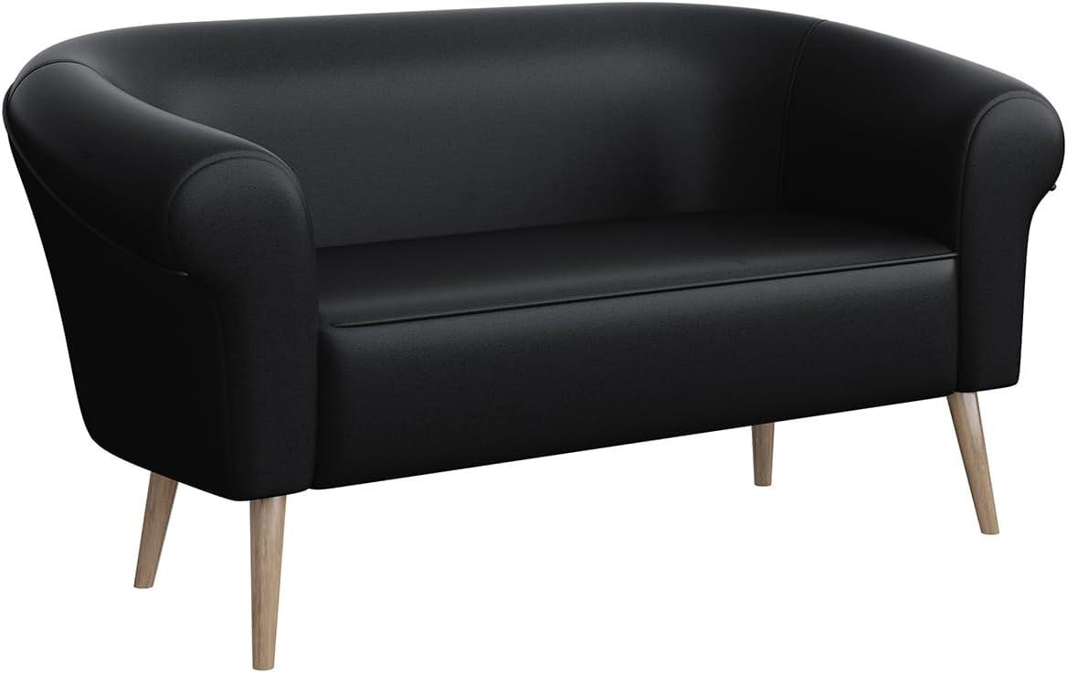 SOFA Emilia (2-Sitzer) - Buchefarben/Schwarz, Holzwerkstoff/Buchenholz (136/70/57cm) - Meblini