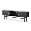 LOWBOARD Dinley 2T Schwarz 155/52/35 cm – mit schwarzen Beinen im minimalistischen Design - Schwarz, Holzwerkstoff/Metall (155/52/35cm) - AX Living
