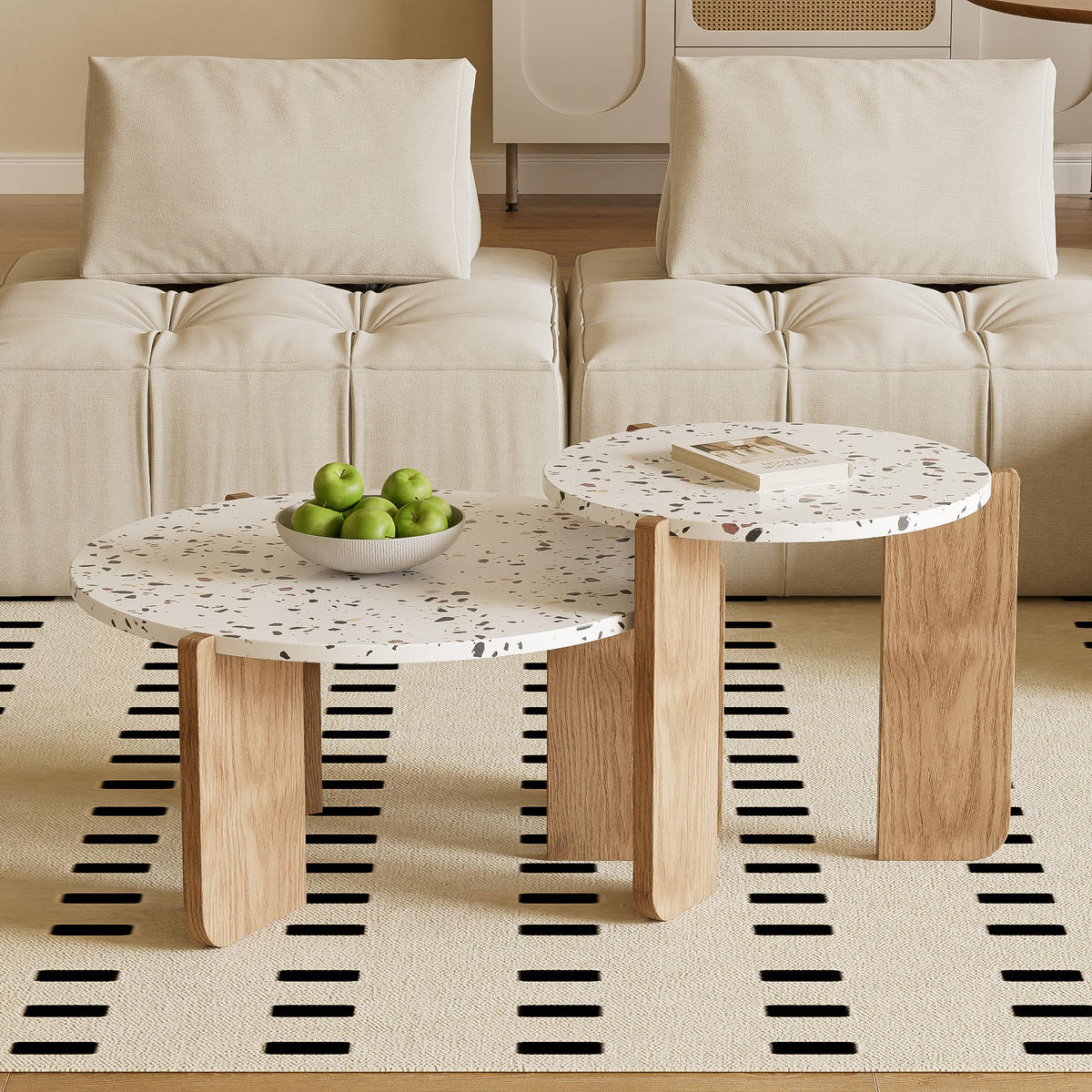 COUCHTISCH-SET 2er-set Holzfarben - Braun, Holzwerkstoff (70/70/35cm) - Urban Meuble