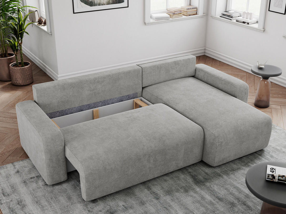ECKSOFA ARGOS Hellgrau Struktur - Hellgrau/Schwarz, Kunststoff/Textil (245/150cm) - MKS