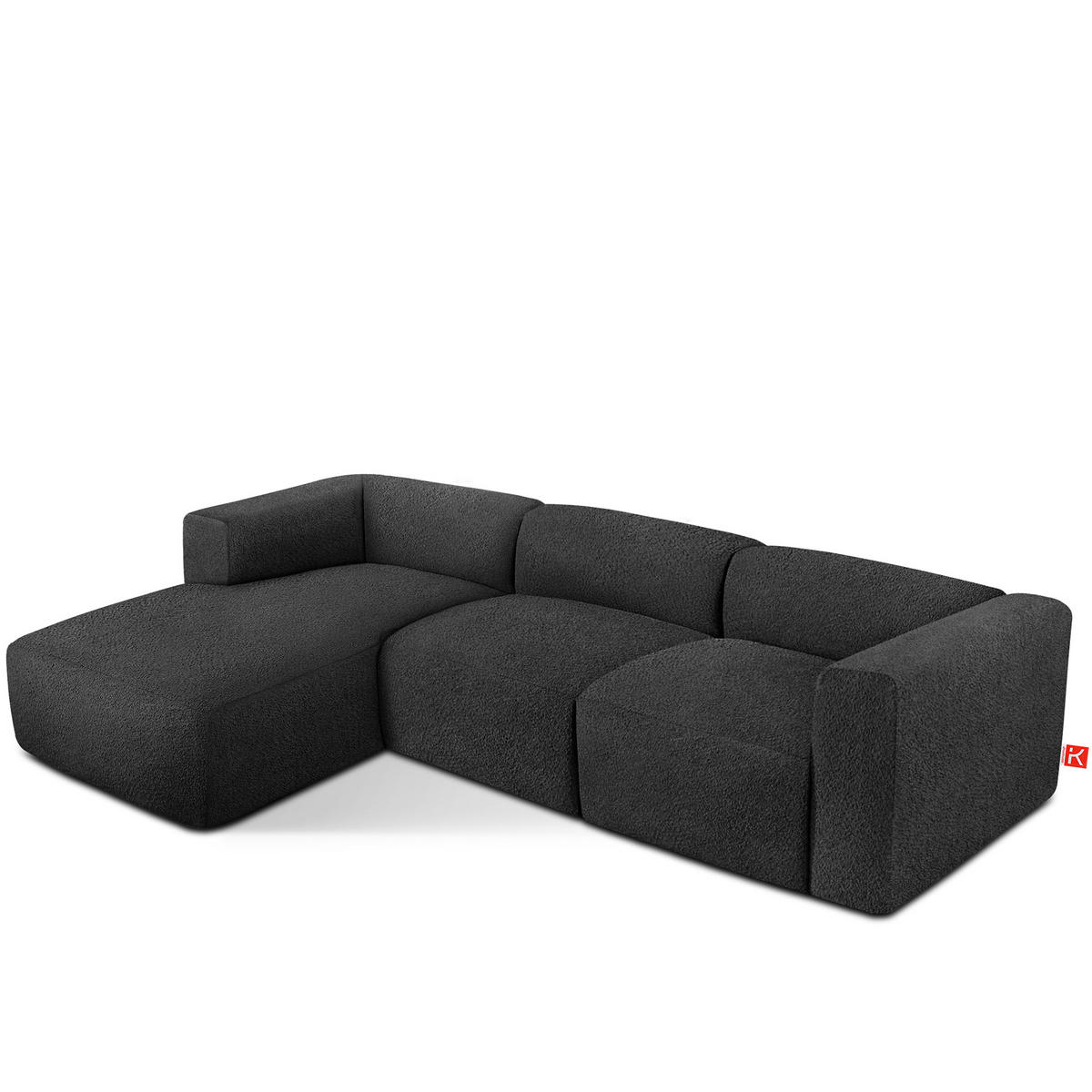ECKSOFA LINKS BUFFO, Dunkelgrau - Dunkelgrau, Holz/Holzwerkstoff (285/176cm) - KONSIMO®