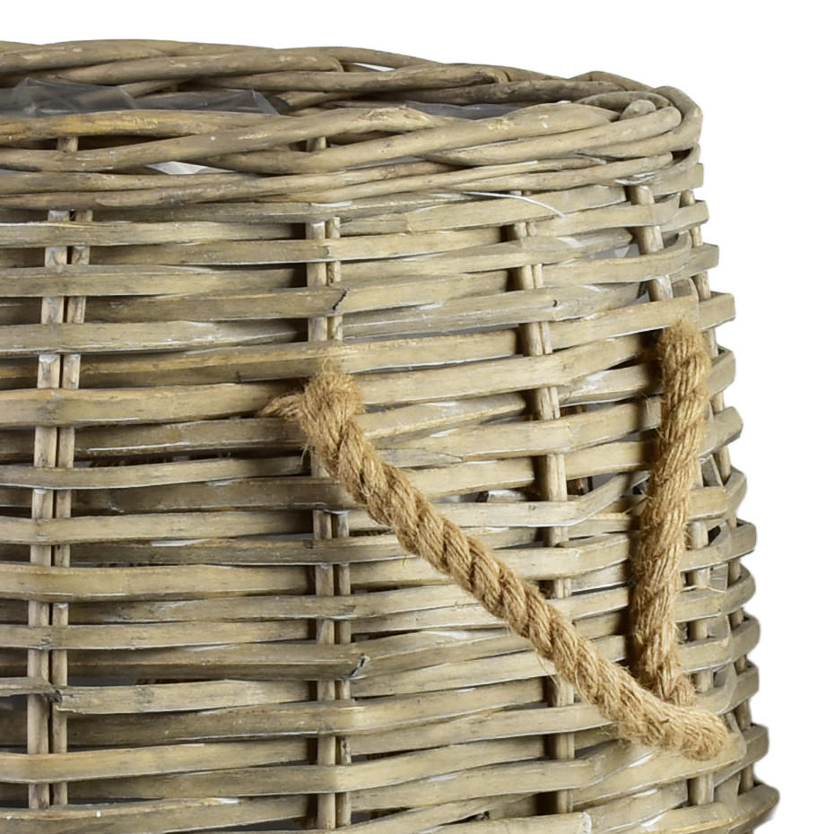 BLUMENTOPF Gustav 3er Set beige 50/50/48 cm Weide - Beige, Holzwerkstoff (50cm) - Mondex