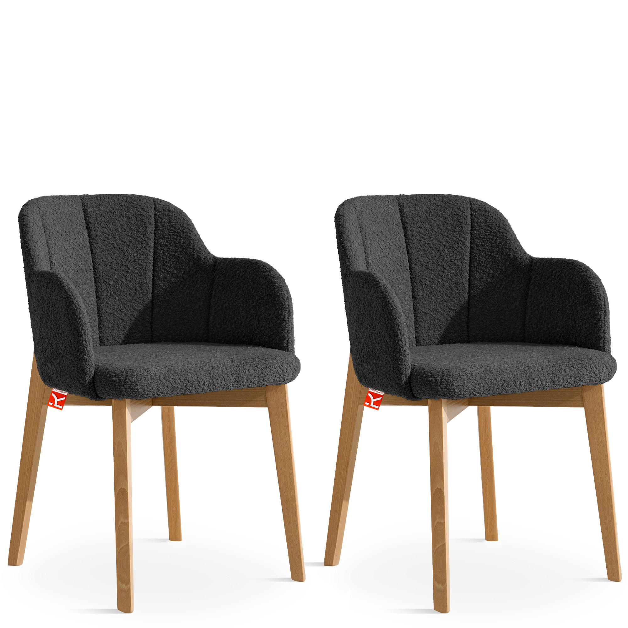 POLSTERSTUHL LONIS Esszimmerstühle 2er Set - Eichefarben/Schwarz, Holz/Textil (55/82/54cm) - KONSIMO®