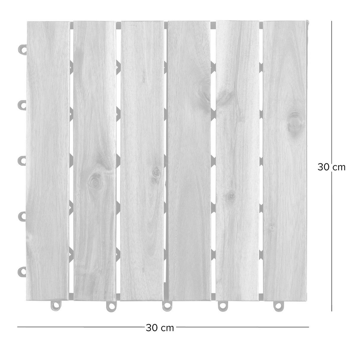 TERRASSENFLIESE - Akazie massiv - 33er-Set - Akaziefarben, Holz/Kunststoff (30/30/2.4cm) - home24