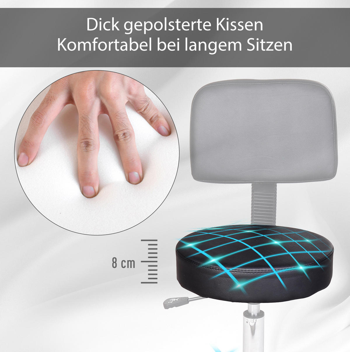 BÜROSTUHL höhenverstellbar 43-55 cm Schwarz mit Rollen - Schwarz, Metall (35/84/35cm) - Meubliv