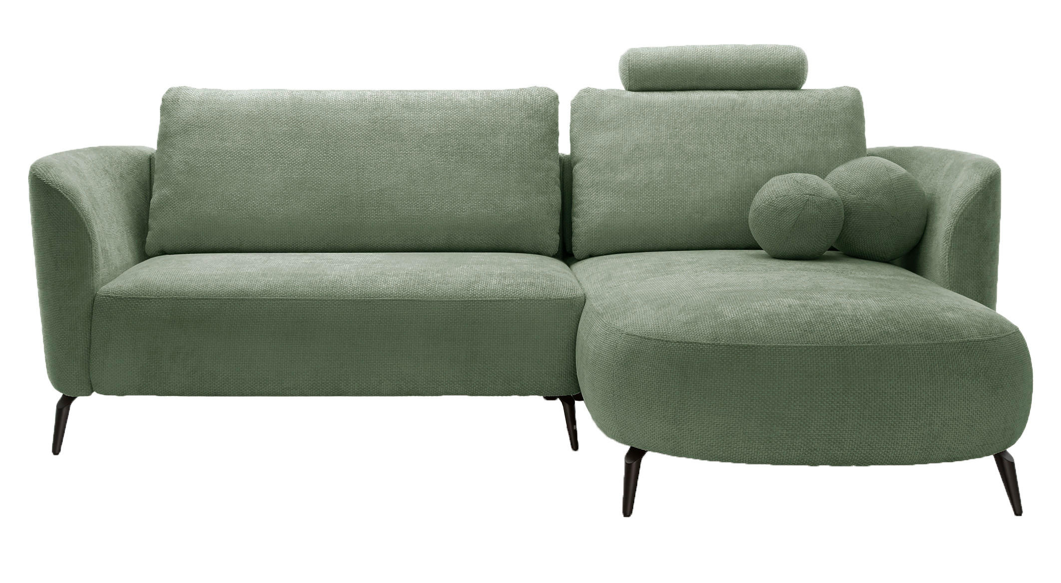 ECKSOFA auf Füßen Kendra 260 cm mit Schlaffunktion, Rechts, Grün - Grün, Holz (180/260cm) - Emporius