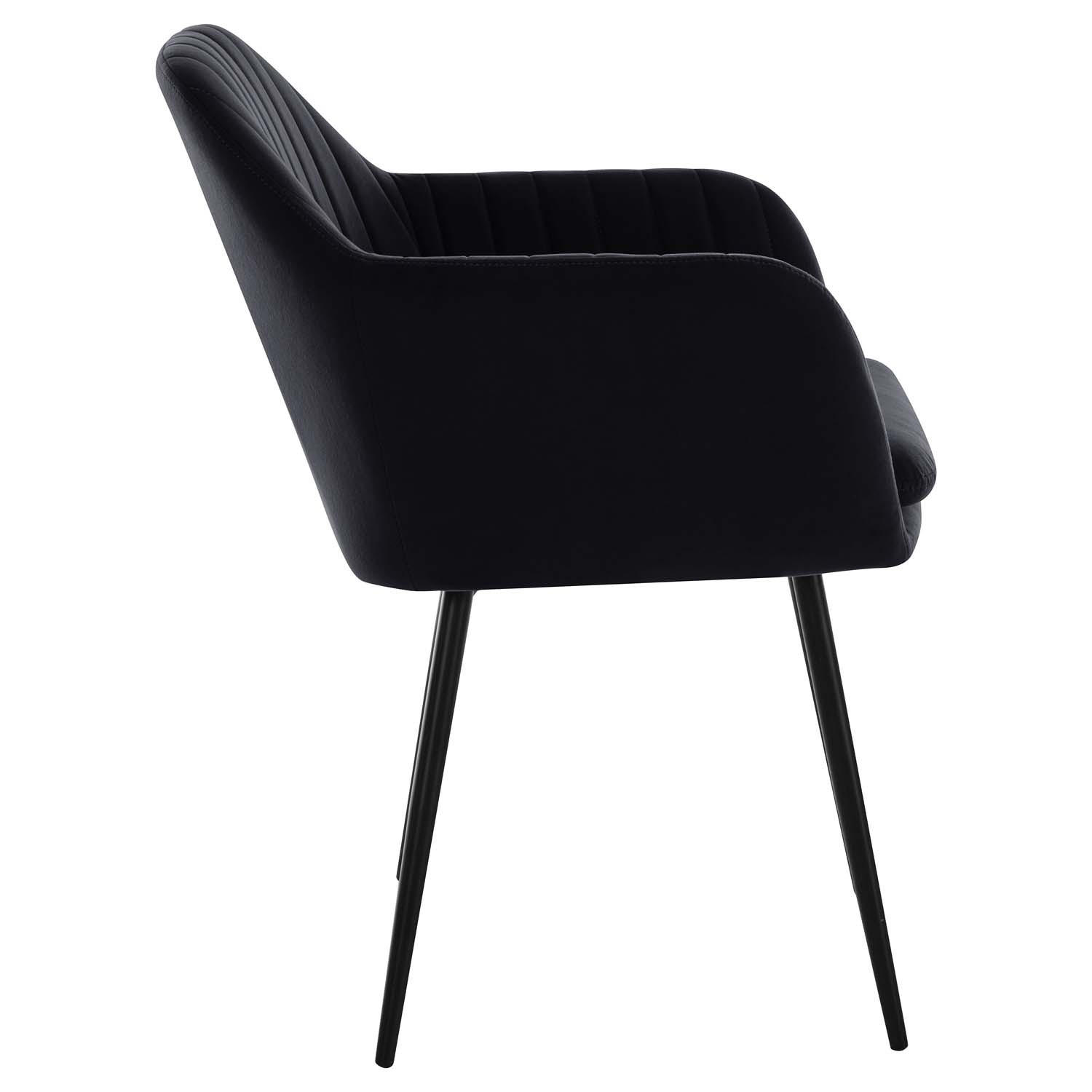 SESSELSTUHL Lia - Samtvelour Schwarz - Schwarz, Textil/Metall (56/80/62cm) - Möbel Stellbrink