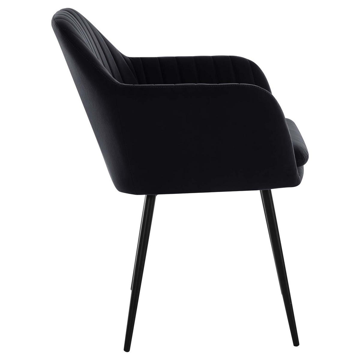 SESSELSTUHL-SET, 2 Stück - Lia - Samtvelour Schwarz - Schwarz, Textil/Metall (56/80/62cm)