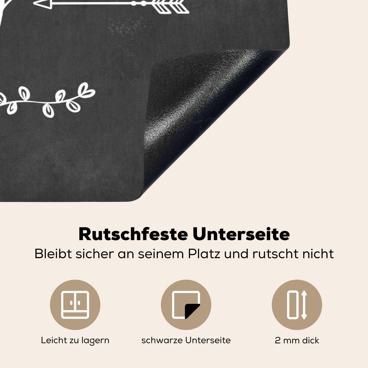 HERDABDECKPLATTE Zitat - Einen schönen Tag - Grau - Weiß Herdabdeckung Induktionsfeld 75x52 cm - Anthrazit, Kunststoff (75/52/0.2cm) - MuchoWow